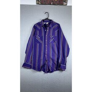 Western Frontier Shirt Mens Big 2XLT Purple Stripe Long Sleeve Snap Western